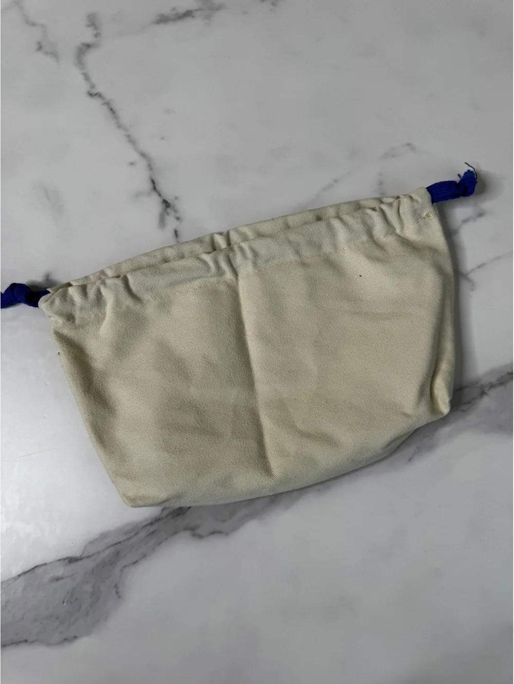 Louis Vuitton Dust Bag Drawstring Storage Pouch Beige Blue Logo 11” x 7”